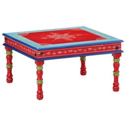 Berkfield Home Coffee Table Red Hand Painted Solid Wood Mango - thumbnail 1