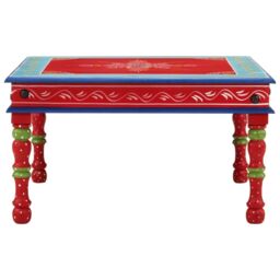 Berkfield Home Coffee Table Red Hand Painted Solid Wood Mango - thumbnail 2