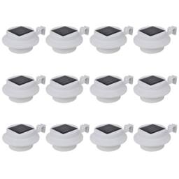 Berkfield Home Outdoor Solar Fence Lamps 12 pcs LED White - thumbnail 1