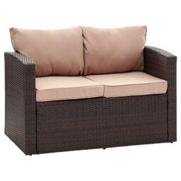 Home Detail Paloma 4 Piece Rattan Garden Furniture Sofa Set with Ottoman Chest Storage Tables in Brown - thumbnail 3