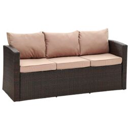 Home Detail Paloma 4 Piece Rattan Garden Furniture Sofa Set with Ottoman Chest Storage Tables in Brown - thumbnail 4