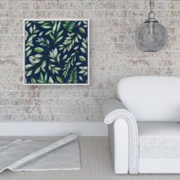 Warren Reed - Designer Watercolor Leaves Framed Canvas in Off-White - Size: w40 inch x h40 inch - thumbnail 2