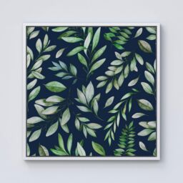 Warren Reed - Designer Watercolor Leaves Framed Canvas in Off-White - Size: w40 inch x h40 inch - thumbnail 1