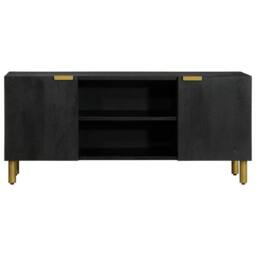 Berkfield Home TV Cabinet Black 105x33x46 cm Engineered Wood - Size: 105 x 33 x 46 cm - thumbnail 3