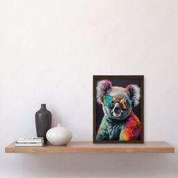 Artery8 Koala Bear with Sunglasses Modern Multicoloured Artwork Framed Wall Art Print A4 in Brown - thumbnail 2
