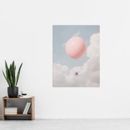 "Artery8 Spider Travel Floating in Sky with a Pink Balloon Wall Art Print - Size: W24"" x H32""" - thumbnail 4