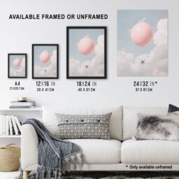 "Artery8 Spider Travel Floating in Sky with a Pink Balloon Wall Art Print - Size: W24"" x H32""" - thumbnail 3