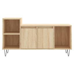 Berkfield Home TV Cabinet Sonoma Oak 100x35x55 cm Engineered Wood in Brown - Size: 100 x 35 x 55 cm - thumbnail 5