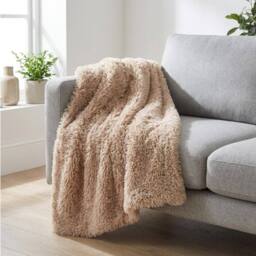 Garden Greatness Montara Plush Faux Fur Throw in Tan - thumbnail 1