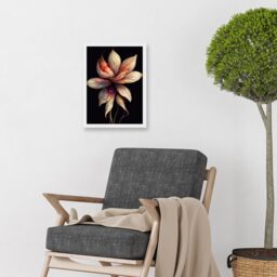 Artery8 Abstract Flower Display On Dark Background Artwork Framed Wall Art Print A4 in White - thumbnail 2
