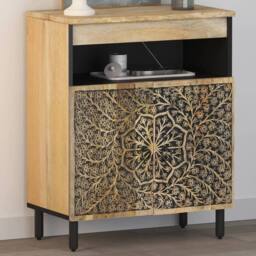 Berkfield Home Side Cabinet 60x33x75 cm Solid Wood Mango in Brown - Size: 60 x 33 x 75 cm - thumbnail 1