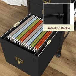 VOGREX 2 Drawer File Cabinet Vertical Filing Office Chest in Black - thumbnail 4