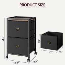 VOGREX 2 Drawer File Cabinet Vertical Filing Office Chest in Black - thumbnail 2