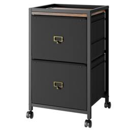 VOGREX 2 Drawer File Cabinet Vertical Filing Office Chest in Black - thumbnail 5