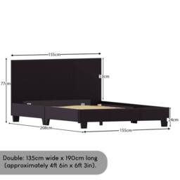 HD Designs Lisbon Double Faux Leather Bed Frame UKFR Fabric Storage in Brown - thumbnail 2