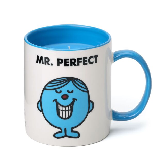 Mr. Men And Little Miss Mr Perfect Oud & Bergamot Scented Reusable Mug Candle in Blue - Size: Medium - image 1