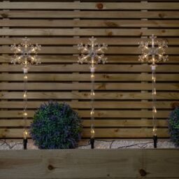 Samuel Alexander Set of 4 Plastic Crystal Snowflake Pathfinder Lights with White LEDs - thumbnail 5
