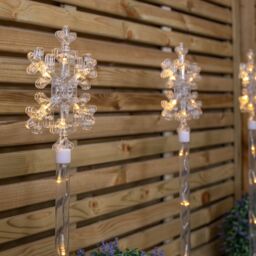 Samuel Alexander Set of 4 Plastic Crystal Snowflake Pathfinder Lights with White LEDs - thumbnail 4