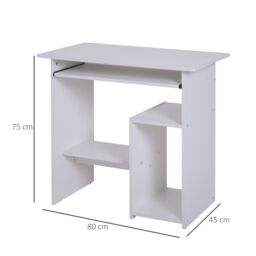 HOMCOM Compact Small Computer Table Wooden Desk Keyboard Tray Storage in White - thumbnail 3