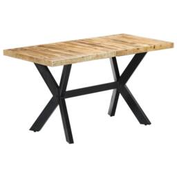 Berkfield Home Beautiful Dining Table 140x70x75 cm Solid Rough Mango Wood in Brown - Size: 140 x 70 x 75 cm - thumbnail 9