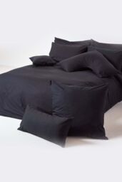 Homescapes Egyptian Cotton V Shaped Pillowcase 200 TC in Black - thumbnail 5