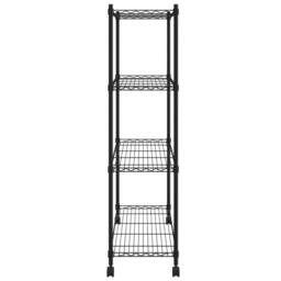 Berkfield Home 4-Tier Storage Shelf with Wheels 90x35x142 cm Black 200 kg - Size: 90 x 35 x 142 cm - thumbnail 4