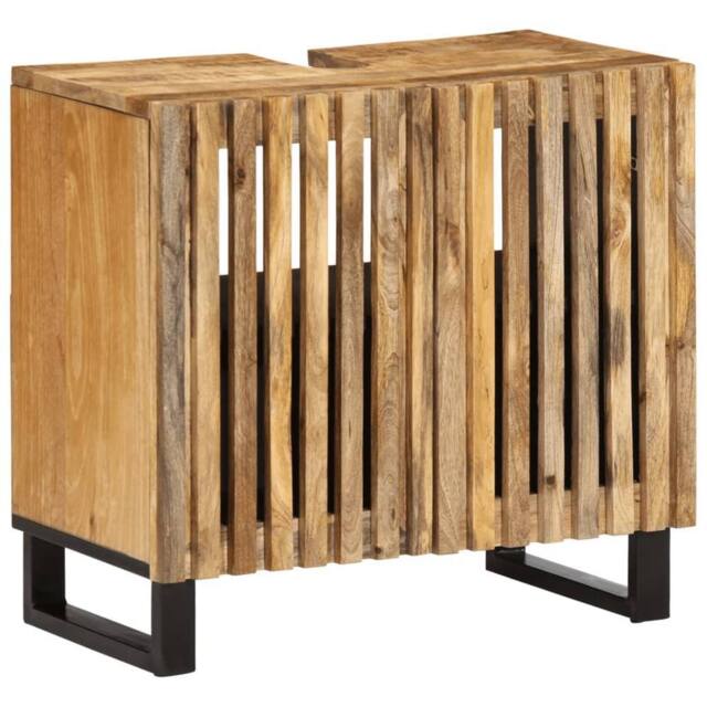 Berkfield Home Bathroom Sink Cabinet 62x34x58 cm Solid Wood Rough Mango in Brown - Size: 62 x 34 x 58 cm - image 1