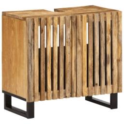 Berkfield Home Bathroom Sink Cabinet 62x34x58 cm Solid Wood Rough Mango in Brown - Size: 62 x 34 x 58 cm - thumbnail 1