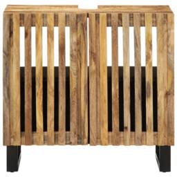 Berkfield Home Bathroom Sink Cabinet 62x34x58 cm Solid Wood Rough Mango in Brown - Size: 62 x 34 x 58 cm - thumbnail 3