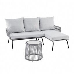 Home Detail Corfu L-Shape Garden Furniture Set Wicker Rope Style with Coffee Table in Grey - thumbnail 2