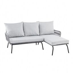 Home Detail Corfu L-Shape Garden Furniture Set Wicker Rope Style with Coffee Table in Grey - thumbnail 3