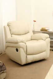 More4Homes Madison Electric Bonded Leather Automatic Recliner Home Lounge Chair in Cream - thumbnail 6