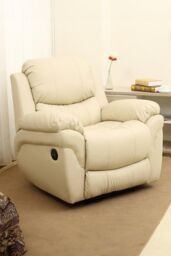 More4Homes Madison Electric Bonded Leather Automatic Recliner Home Lounge Chair in Cream - thumbnail 1