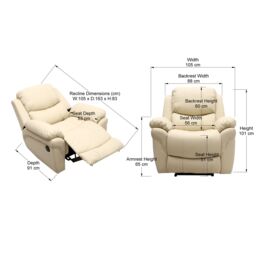 More4Homes Madison Electric Bonded Leather Automatic Recliner Home Lounge Chair in Cream - thumbnail 7