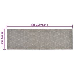 Berkfield Home Kitchen Rug Washable Rhombus 60x180 cm Velvet in Grey - thumbnail 5
