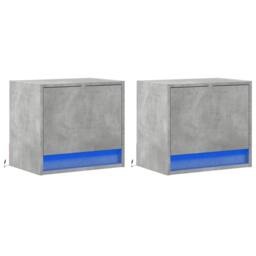 Berkfield Home Wall-mounted Bedside Cabinets with LED Lights 2 pcs Concrete Oak in Grey - thumbnail 3
