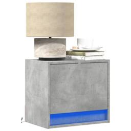 Berkfield Home Wall-mounted Bedside Cabinets with LED Lights 2 pcs Concrete Oak in Grey - thumbnail 2