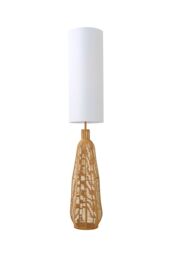 ValueLights Una White Tall Lamp Shade Natural Rattan Midi Floor Lamp with LED Bulb - thumbnail 6