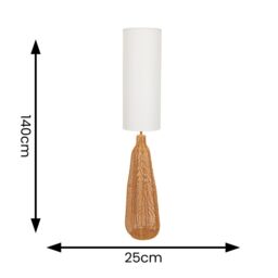 ValueLights Una White Tall Lamp Shade Natural Rattan Midi Floor Lamp with LED Bulb - thumbnail 5