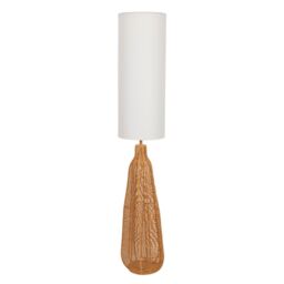 ValueLights Una White Tall Lamp Shade Natural Rattan Midi Floor Lamp with LED Bulb - thumbnail 2