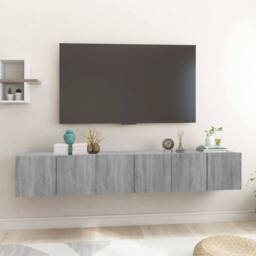 Berkfield Home Hanging TV Cabinet Grey Sonoma 3 pcs 60x30x30 cm Engineered Wood - Size: 60 x 30 x 30 cm - thumbnail 2