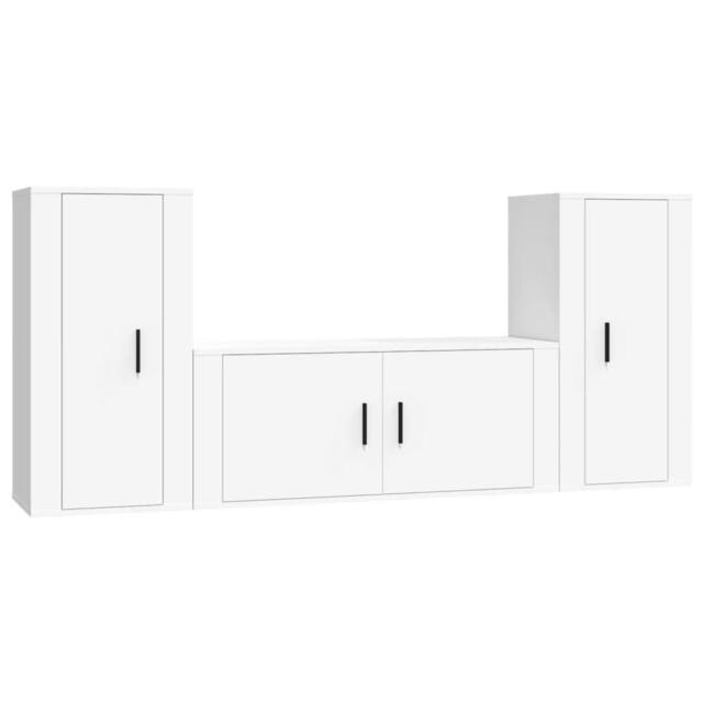 Berkfield Home 3 Piece TV Cabinet Set White Engineered Wood - image 1