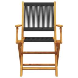Berkfield Home 3 Piece Bistro Set Black Polypropylene & Solid Wood in Brown - thumbnail 4