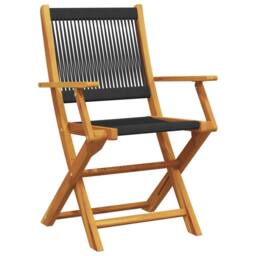 Berkfield Home 3 Piece Bistro Set Black Polypropylene & Solid Wood in Brown - thumbnail 3
