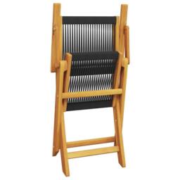 Berkfield Home 3 Piece Bistro Set Black Polypropylene & Solid Wood in Brown - thumbnail 7