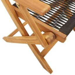 Berkfield Home 3 Piece Bistro Set Black Polypropylene & Solid Wood in Brown - thumbnail 9
