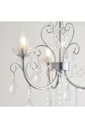 Netlighting Tabitha 3 Light Semi Flush Bathroom Multi Arm Ceiling Light Chrome Clear Crystal (K9) Glass Detail IP44 G9 - thumbnail 4