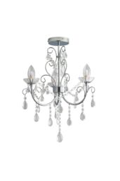 Netlighting Tabitha 3 Light Semi Flush Bathroom Multi Arm Ceiling Light Chrome Clear Crystal (K9) Glass Detail IP44 G9 - thumbnail 5
