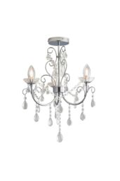 Netlighting Tabitha 3 Light Semi Flush Bathroom Multi Arm Ceiling Light Chrome Clear Crystal (K9) Glass Detail IP44 G9 - thumbnail 1