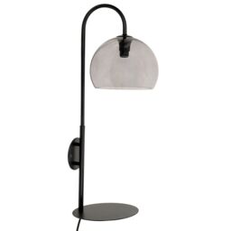 ValueLights Glenn Smoked Glass Globe Shade Wall Light with Matte Black Shelf with LED Bulb - thumbnail 2